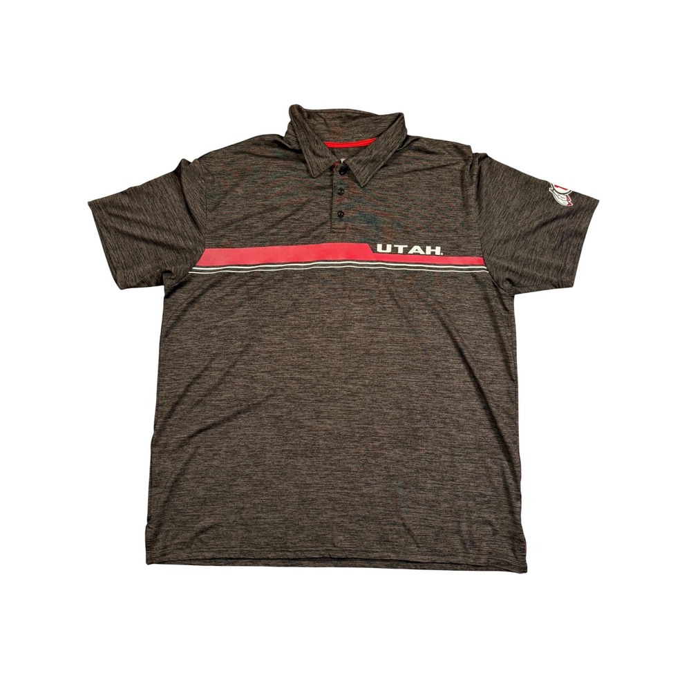 Colosseum Utah Utes Mens XXL Polo Shirt Charcoal Heather Space Dye Short Sleeve